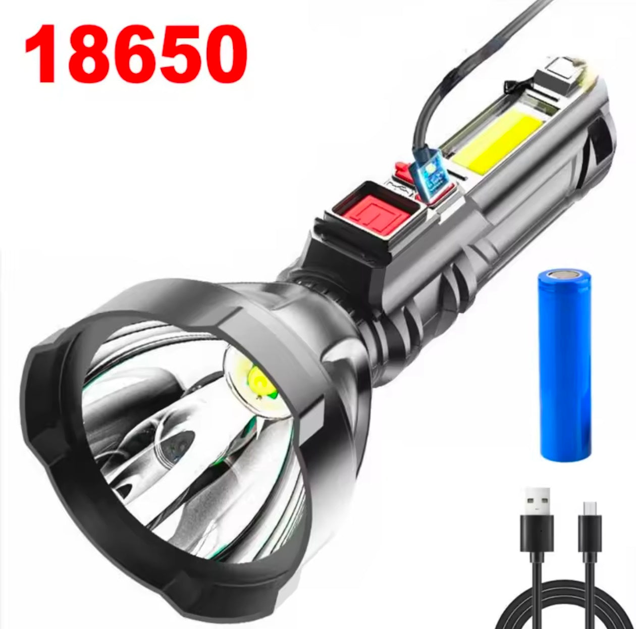 New Portable LED Strong Light Flashlight With Built-in Battery Usb Rechargeable 4 Modes COB For Home outdoor Work Light New Portable LED Strong Light Flashlight With Built-in Battery Usb Rechargeable 4 Modes COB For Home outdoor Work Light
